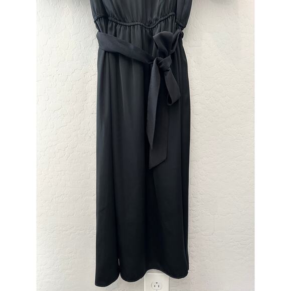 BANANA REPUBLIC | Black Midi Dress Flutter Sleeve V-Neck | Size Small Tall - Picture 4 of 7